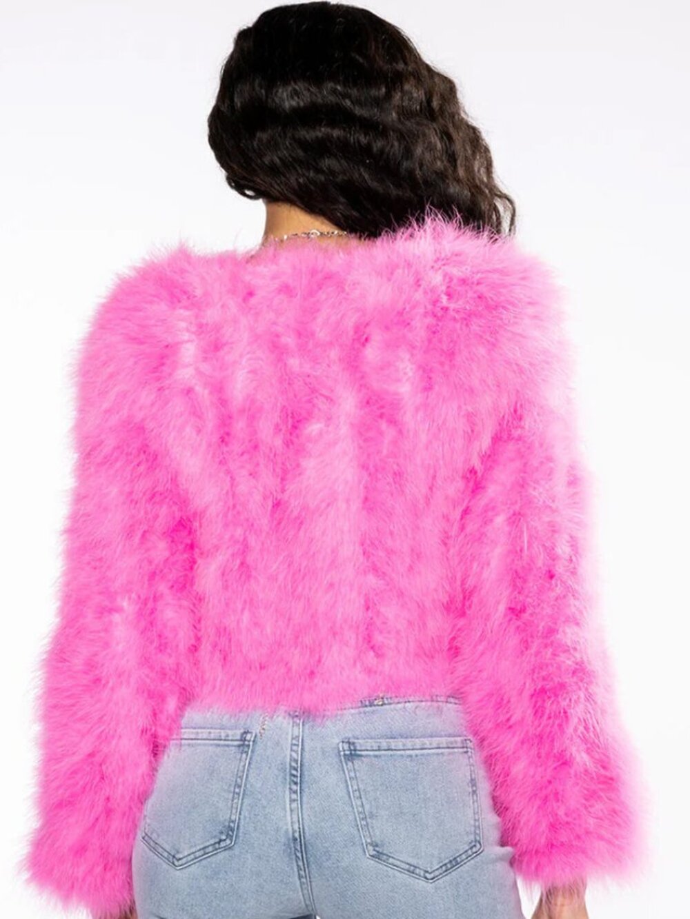 π¦πUBER GORGE!ππ¦LUXURIOUS OSTRICH FEATHER JACKET IN PINK - Picture 5 of 16